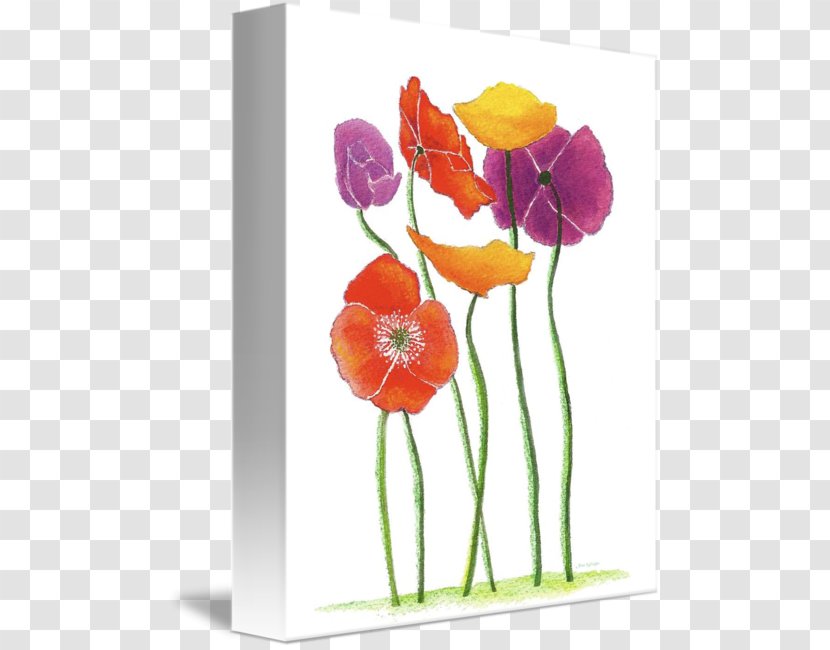 Floral Design Acrylic Paint Cut Flowers Watercolor Painting Vase - Floristry - Poppy Field Transparent PNG