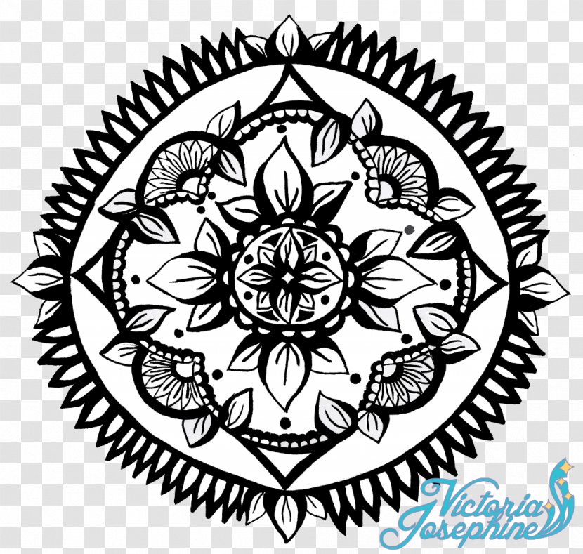 Mandala Drawing Black And White Image Design - Ornament - Stencil Transparent PNG