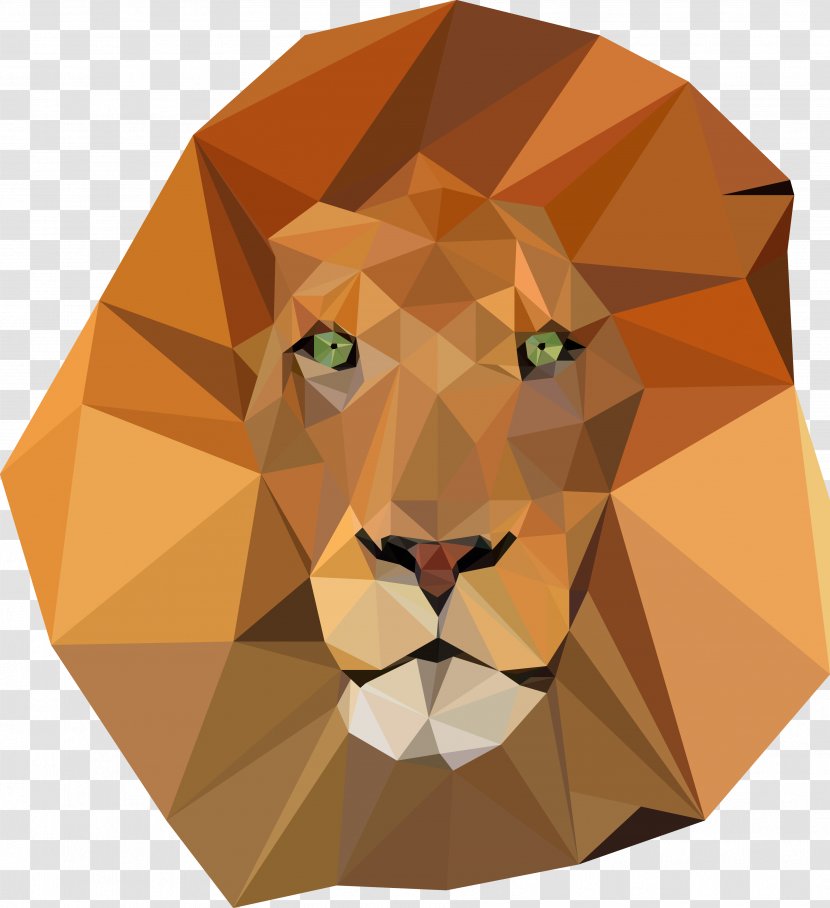 Lion Polygon Triangle Tiger Art - Big Cats - Animals Geometric Transparent PNG
