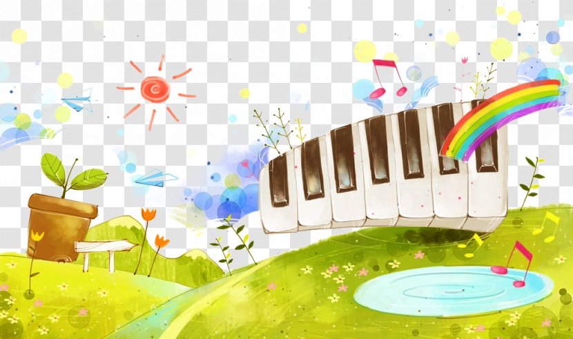Piano Watercolor Painting Illustration - Frame - Vector Keys Transparent PNG