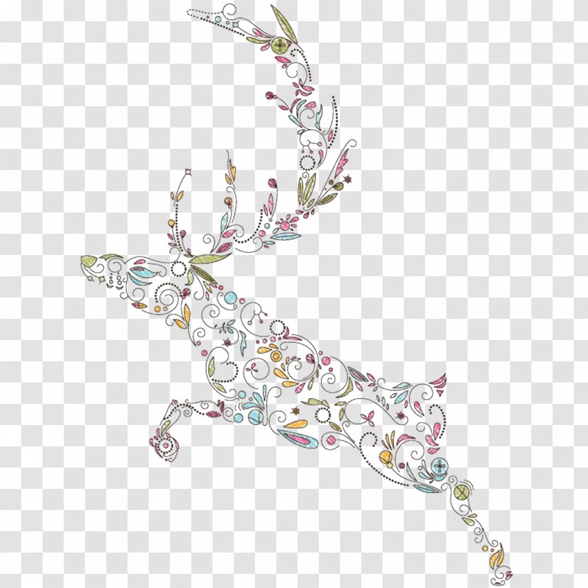 Reindeer Illustration - Jewellery - Decorative Pattern Creative Deer Picture Material Transparent PNG