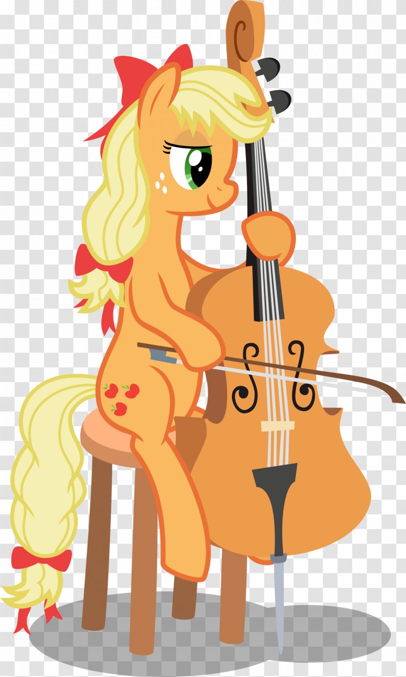 Pony Applejack Cello Pinkie Pie Rarity - Horse - Cartoon Violin Transparent PNG
