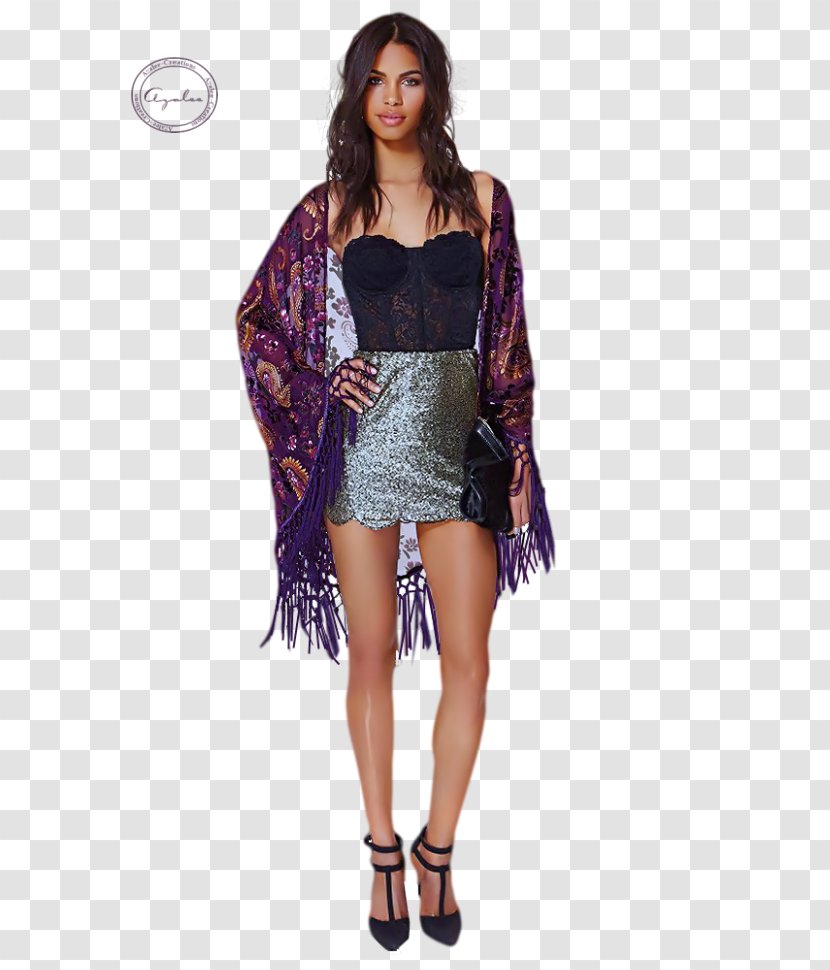 Kimono Fashion Sleeve Dress Outerwear - Model Transparent PNG