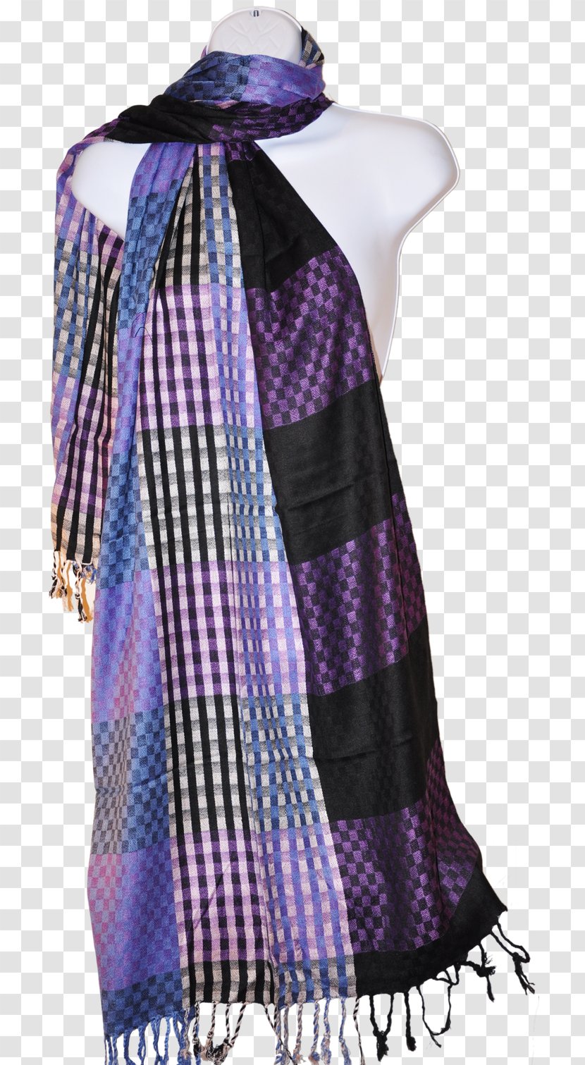 Viscose Wool Tartan Pashmina Shawl - Purple - Black Transparent PNG