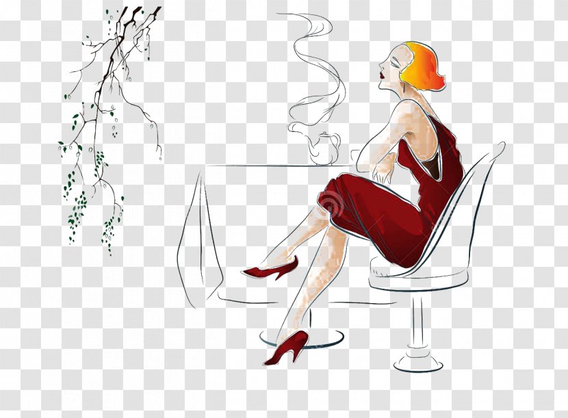 Tea Cafe Illustration - Tree - Red Beauty Drink Picture Material Transparent PNG