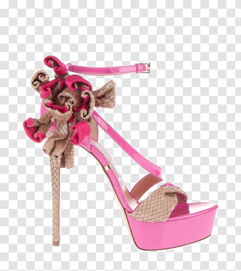 High-heeled Footwear Sandal Shoe Stiletto Heel Boot - Woman - Qian Ma Can Lorenz Fake Flowers Pink Sandals Transparent PNG