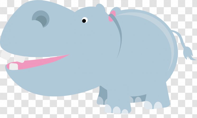 Hippopotamus Elephant Clip Art - Heart - Hand Painted Blue Hippo Transparent PNG