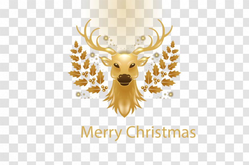 Reindeer Christmas Gold - Golden Light Effect Transparent PNG