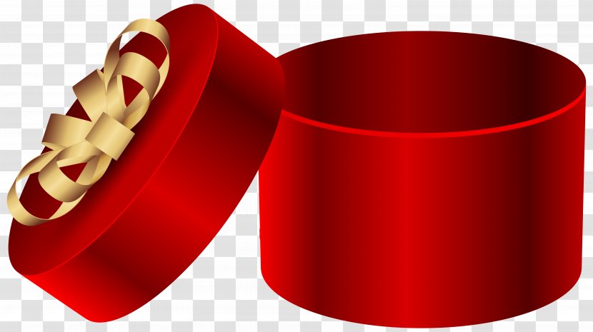 Gift Box Clip Art - Red - Open Round Clipart Image Transparent PNG