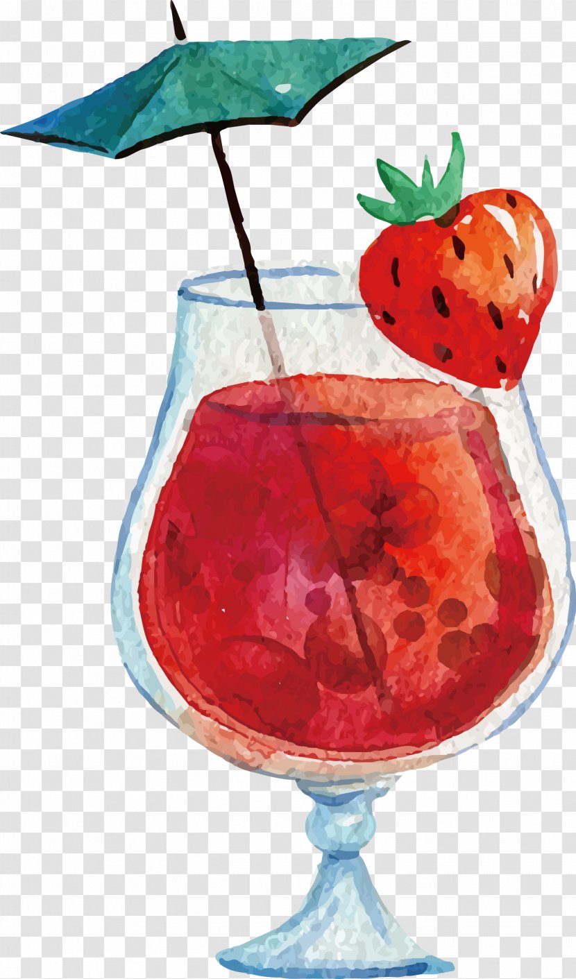 Cocktail Juice Cafe Watercolor Painting - Vector Hand-painted Transparent PNG