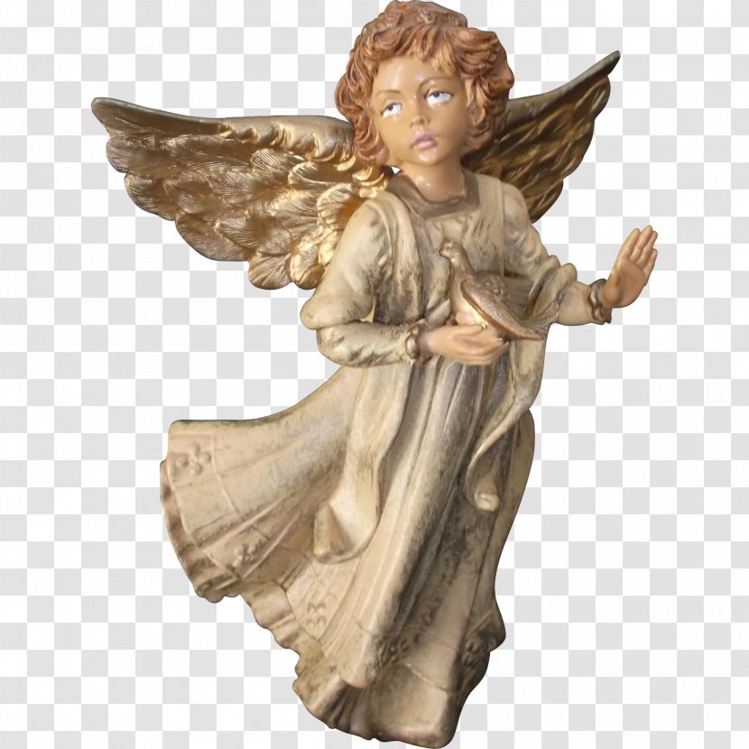 Cherub Angel Figurine Christmas Ornament Statue - Vintage Gold Transparent PNG