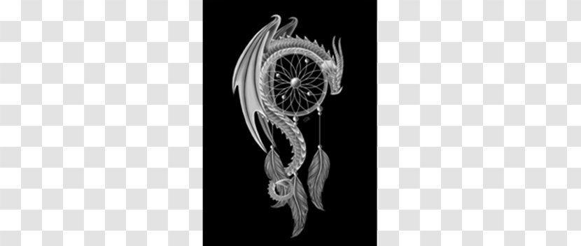Dreamcatcher Dragon Fantasy Desktop Wallpaper - Black And White Transparent PNG