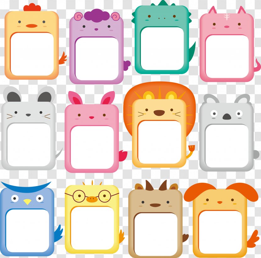 Drawing Animal Clip Art - Text - Cute Animals Collection Frame Transparent PNG