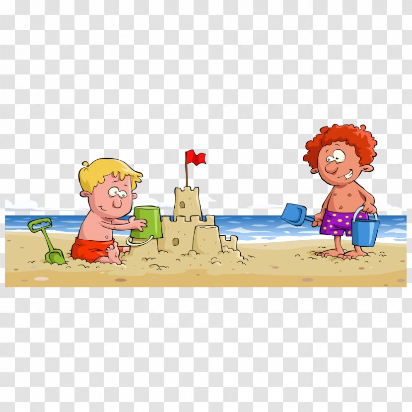 Stock Photography Drawing Clip Art - Vector Child Playing In The Sand On Beach Transparent PNG