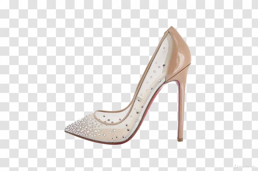 Court Shoe Rhinestone High-heeled Footwear Ballet Flat - Watercolor - Transparent Flesh-colored High Heels Transparent PNG