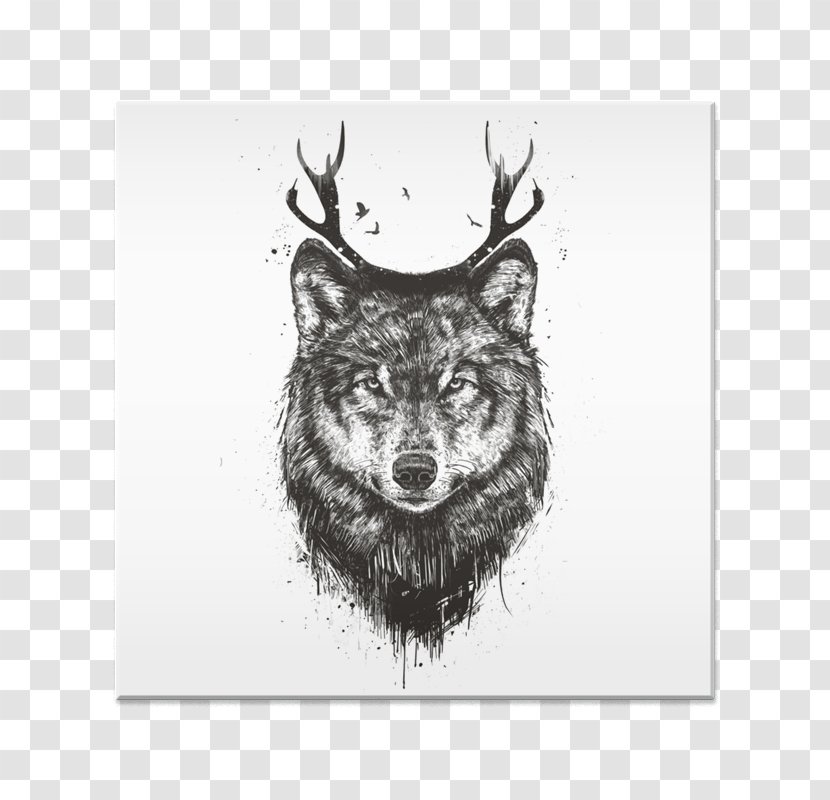 Deer Moose Dog Tapestry Black Wolf - Canvas Print Transparent PNG
