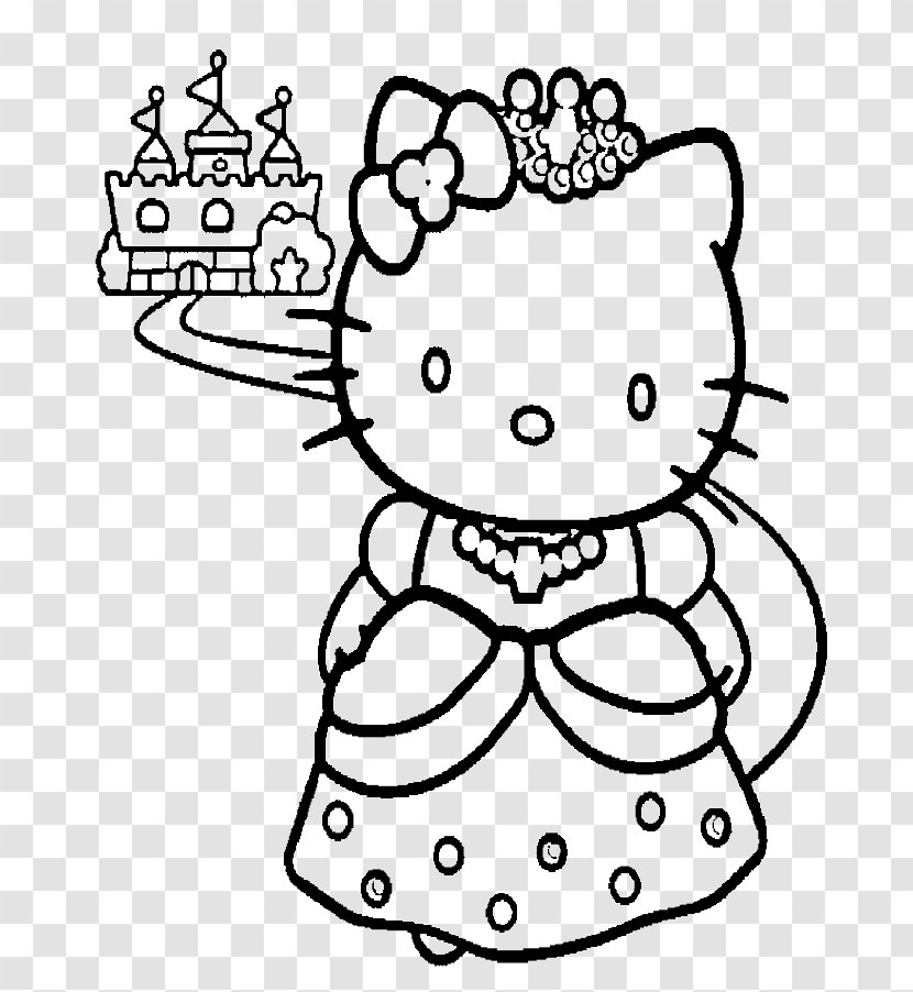Hello Kitty Coloring Book Disney Princess Adult Drawing - Cartoon Transparent PNG