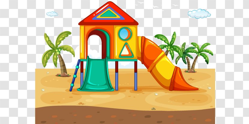 Playground Child Stock Photography Clip Art - Cartoon Beach Coconut Tree Slippery Slide Transparent PNG