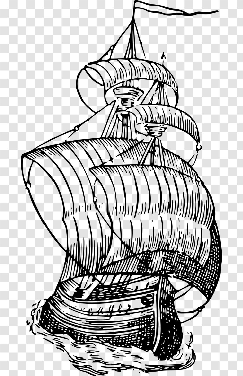 Drawing A Popular History Of The Mexican People Clip Art - Ship Transparent PNG