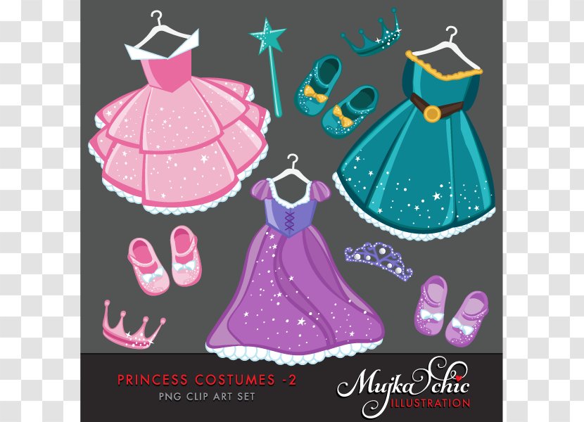 Dress Princess Line Costume Clip Art - Paper Doll - Cliparts Transparent PNG