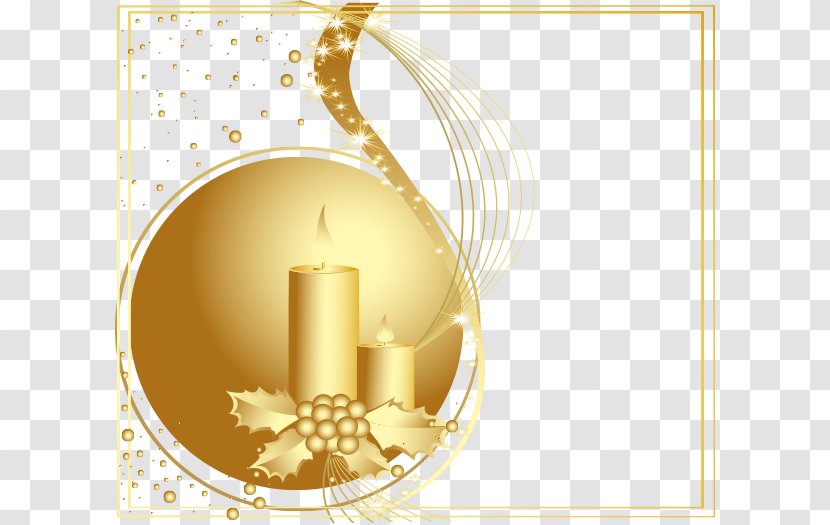 Santa Claus Christmas Tree Bombka - Yellow - Vector Gold Decorative Edge Transparent PNG