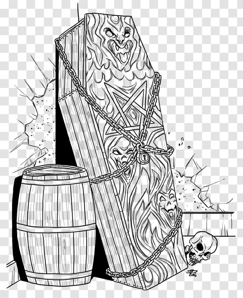 Drawing Line Art Clip Caskets - Work Of - Mummy Coffin Drawn Illustration Transparent PNG