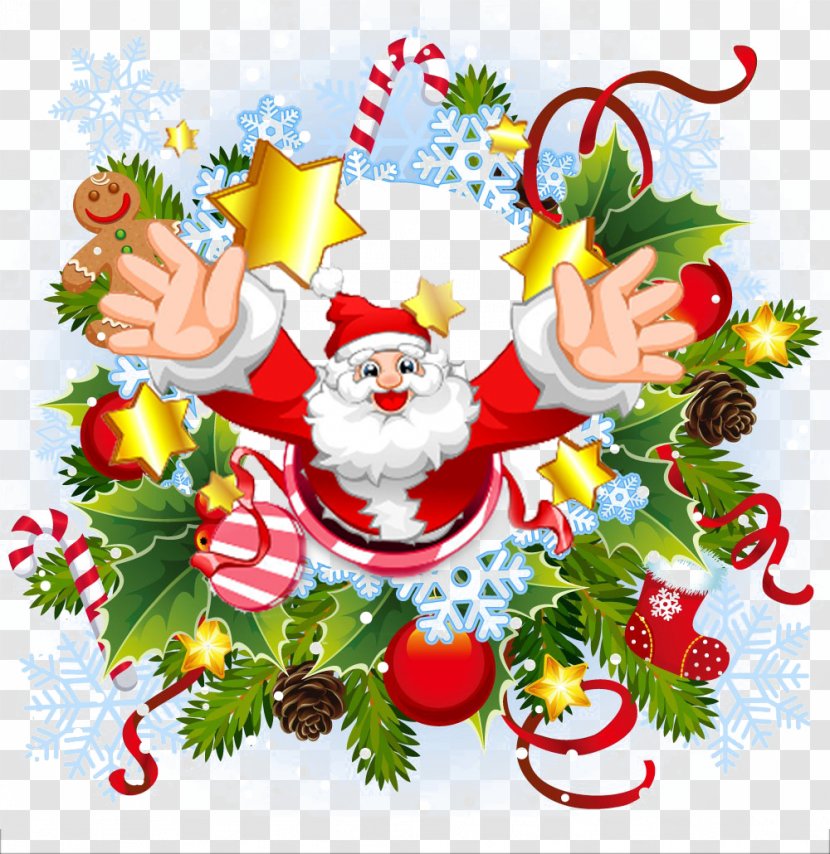 Christmas Decoration Picture Frame Clip Art - Ornament - Wreath Santa Claus Transparent PNG
