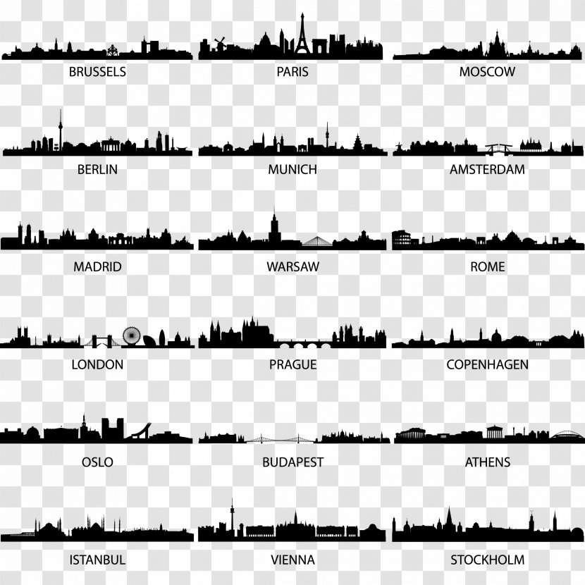 Skyline City Silhouette Drawing - Heart Transparent PNG