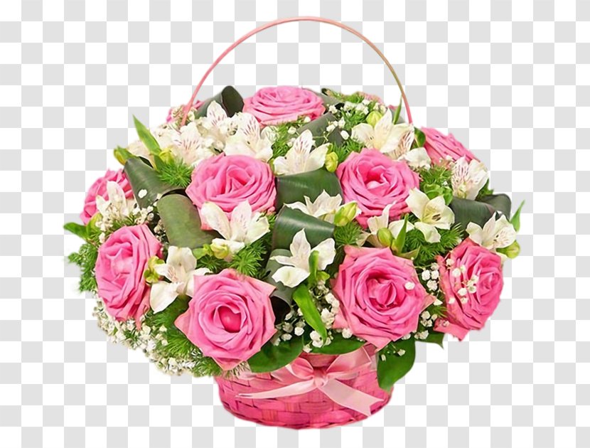 Rose Flower Bouquet Basket Floristry - Garden Roses Transparent PNG
