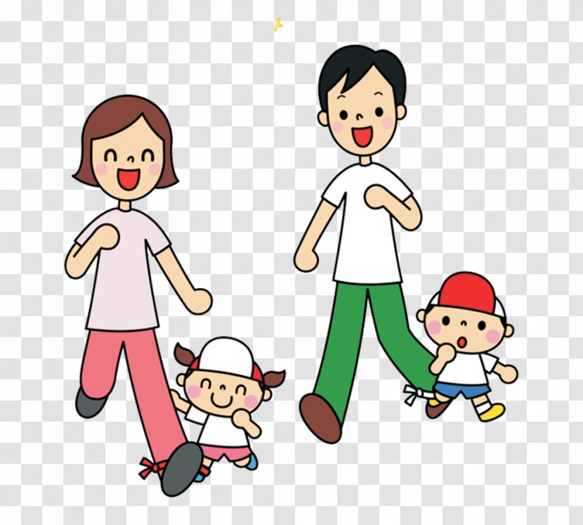 Download Cartoon - Tree - Hand-painted Running Family Transparent PNG