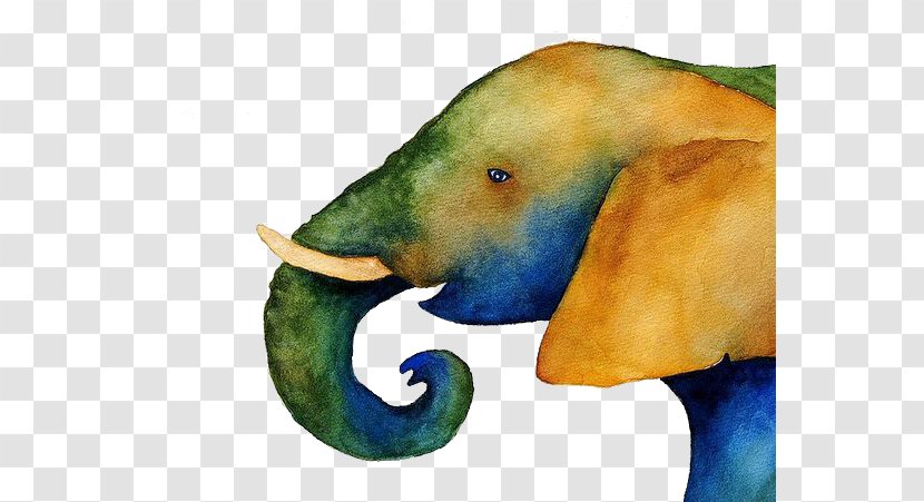 Elephant Watercolor Painting Wildlife - Ducks Geese And Swans Transparent PNG
