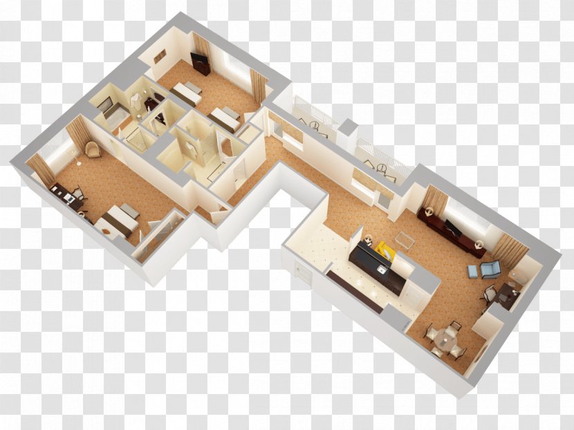 3D Floor Plan Presidential Suite Diagram - Television - Three Rooms And Two Transparent PNG