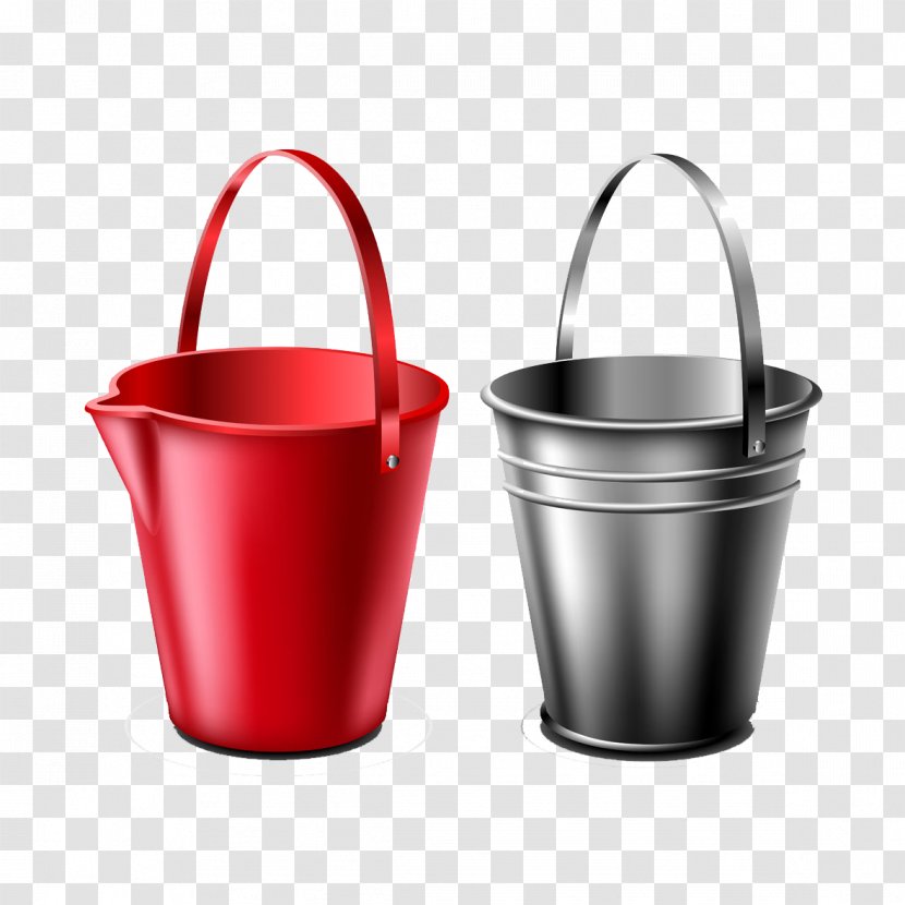 Bucket Paint Illustration - Metal - Realistic Red White Pull Away Transparent PNG
