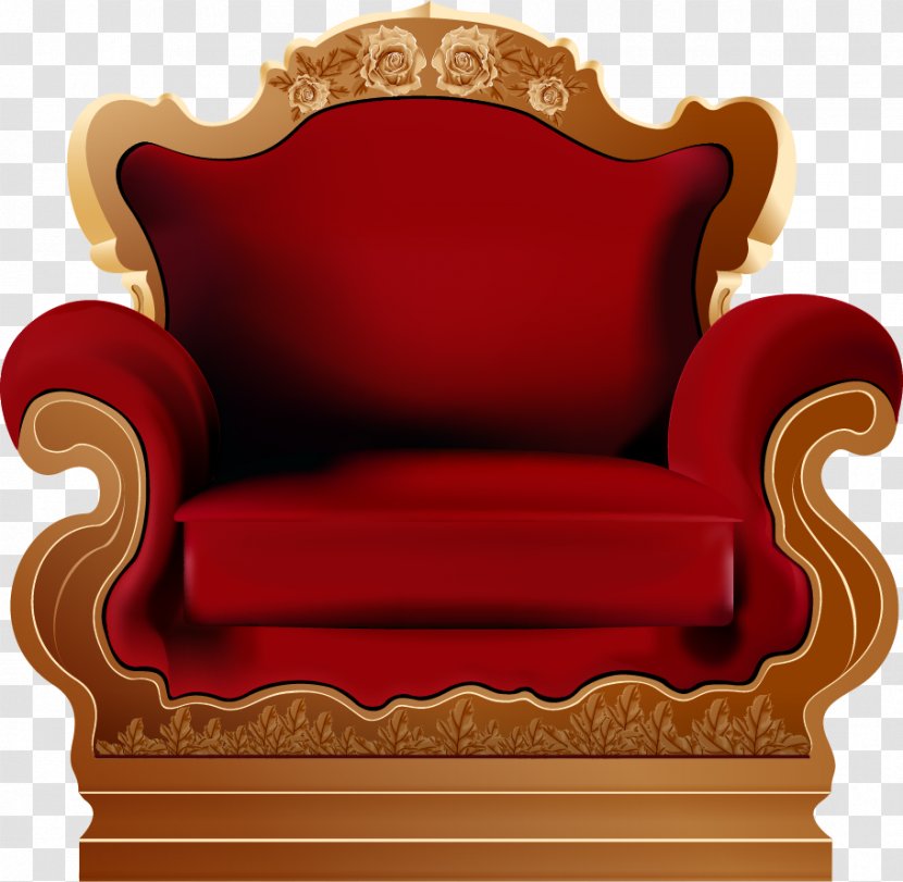 Loveseat Couch Chair - Furniture - Vector Painted Red Sofa Seat Transparent PNG
