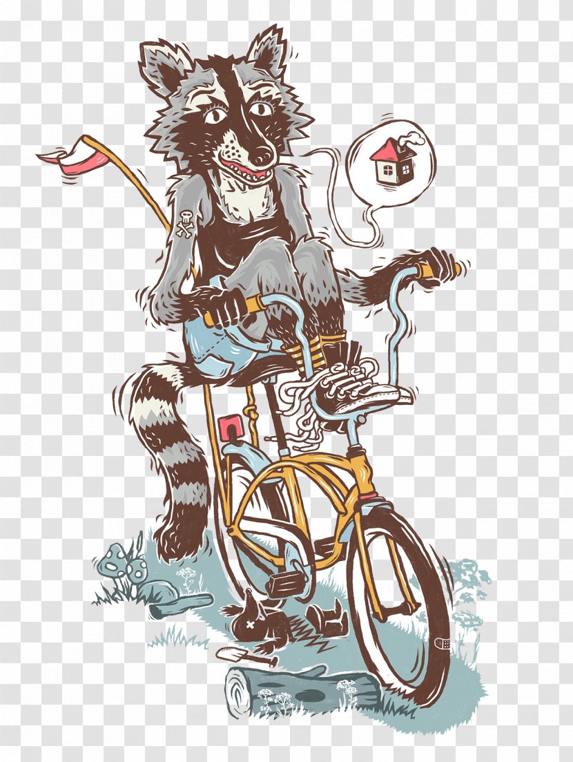 Cartoon Raccoon Illustration - Fictional Character - Cycling Transparent PNG
