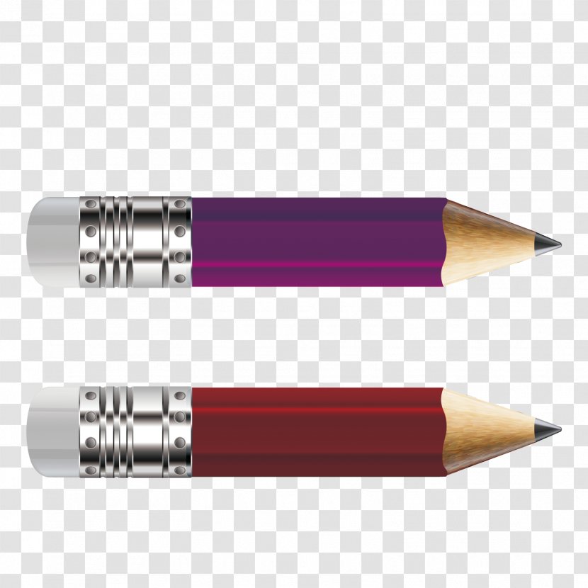 Purple Ballpoint Pen Pencil Drawing - Office Supplies - Vector Red Transparent PNG