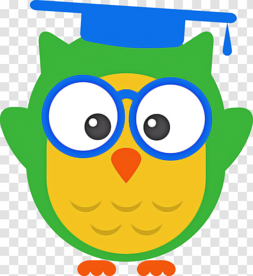Green Owl Yellow Blue Cartoon Transparent PNG