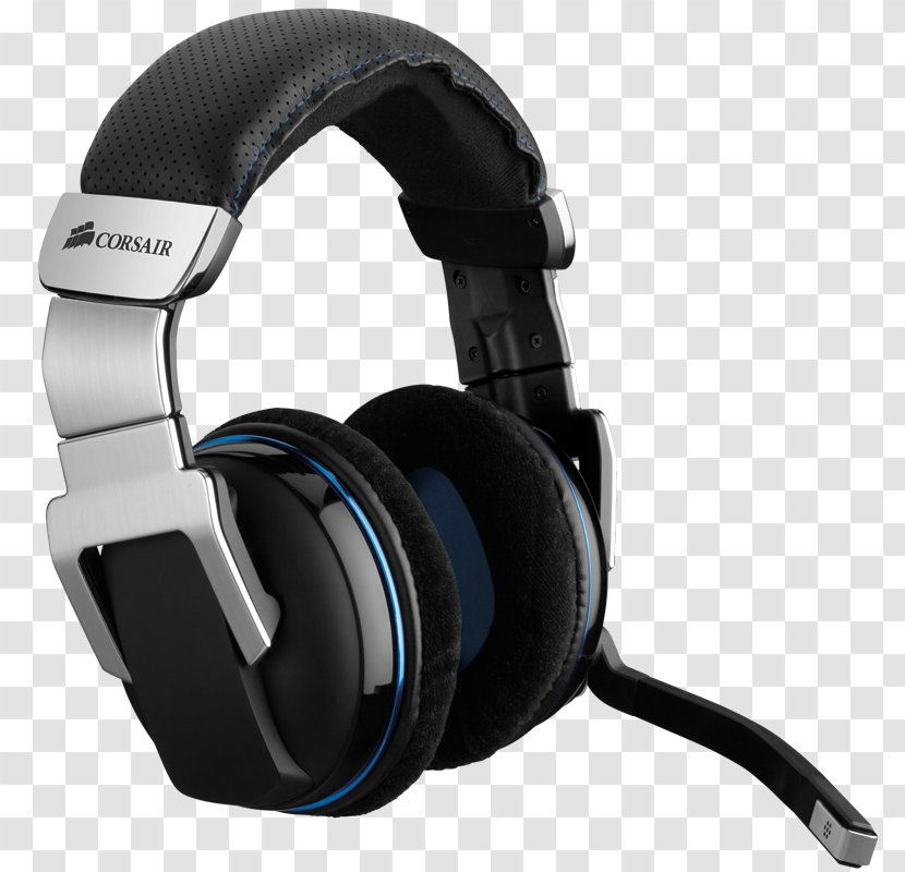 Microphone Headphones Wireless Corsair Components 7.1 Surround Sound - Technology - Headphone Cable Transparent PNG