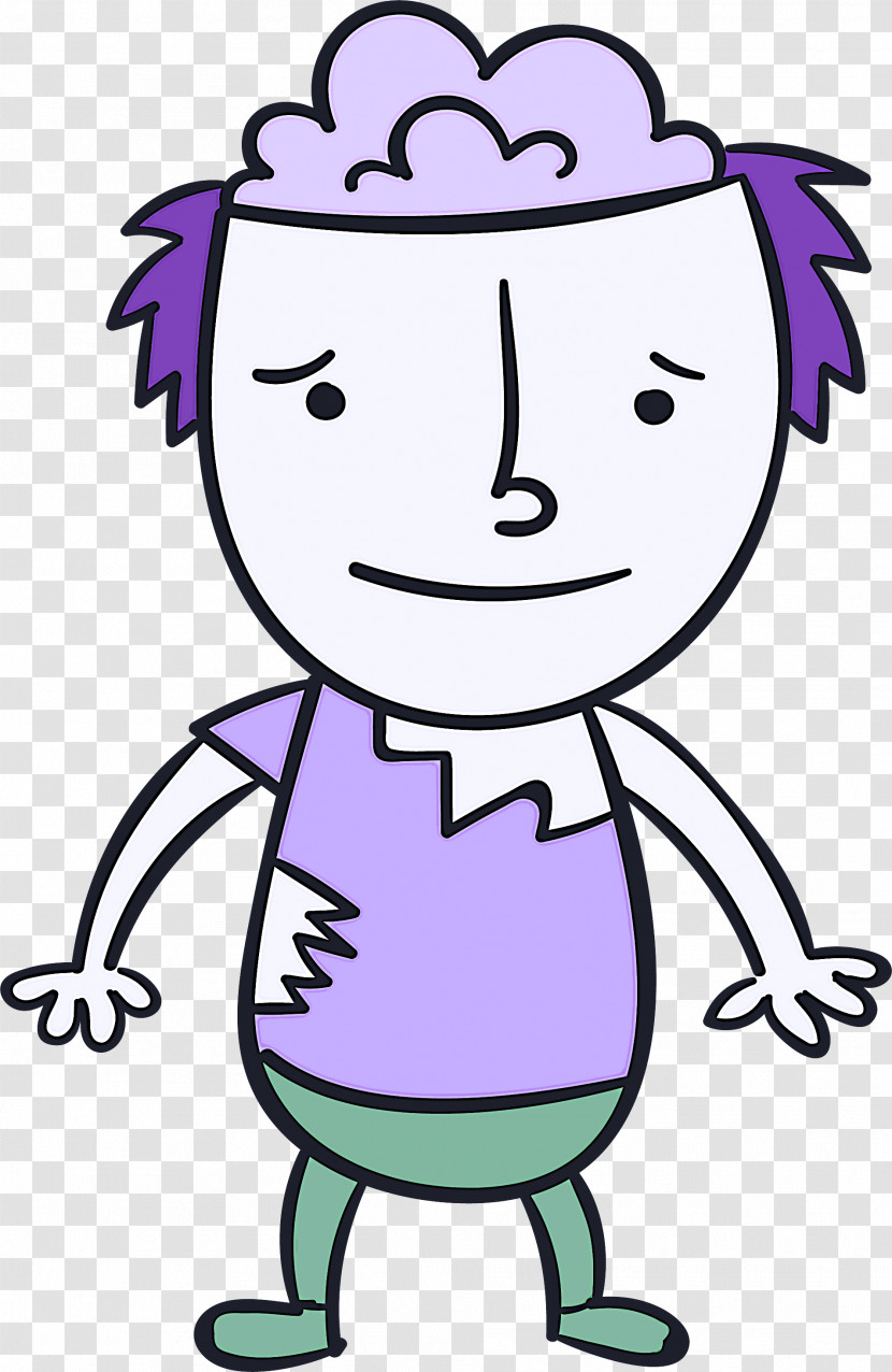 Cartoon Purple Head Cheek Finger Transparent PNG