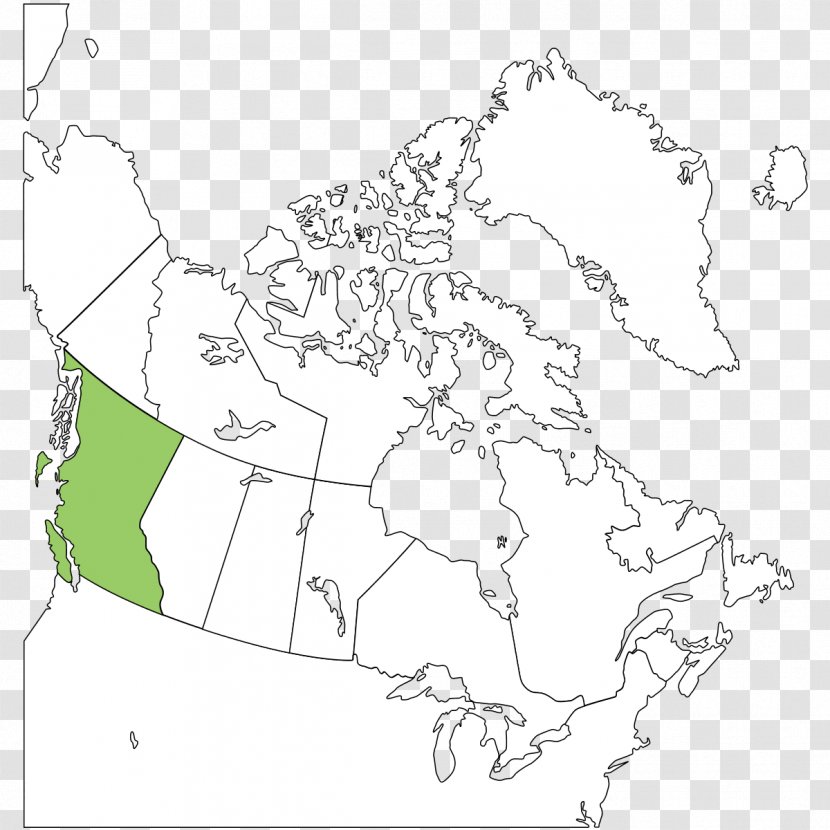 Blank Map Provinces And Territories Of Canada Geography - Line Art Transparent PNG