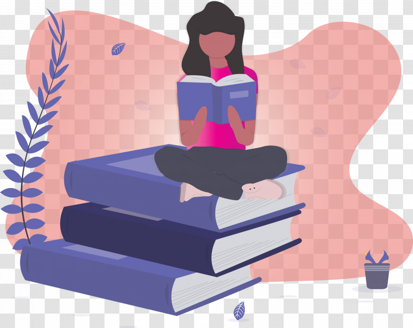 Girl Book Reading Transparent PNG