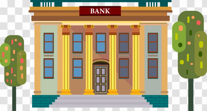 Online Banking Money Saving - Architecture - Vector Illustration Bank Transparent PNG