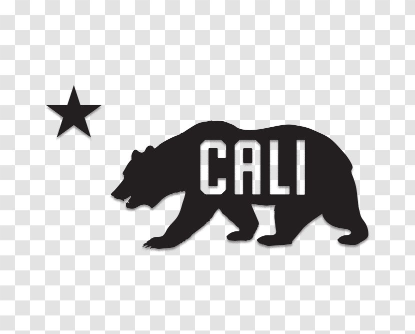 Flag Of California Grizzly Bear Republic - Black And White Transparent PNG