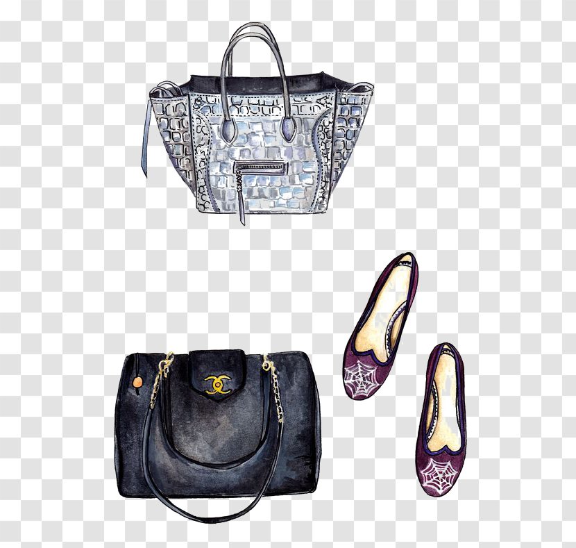 Handbag Fashion Illustration Drawing - Luggage Bags - Hand-painted Shoes, Transparent PNG