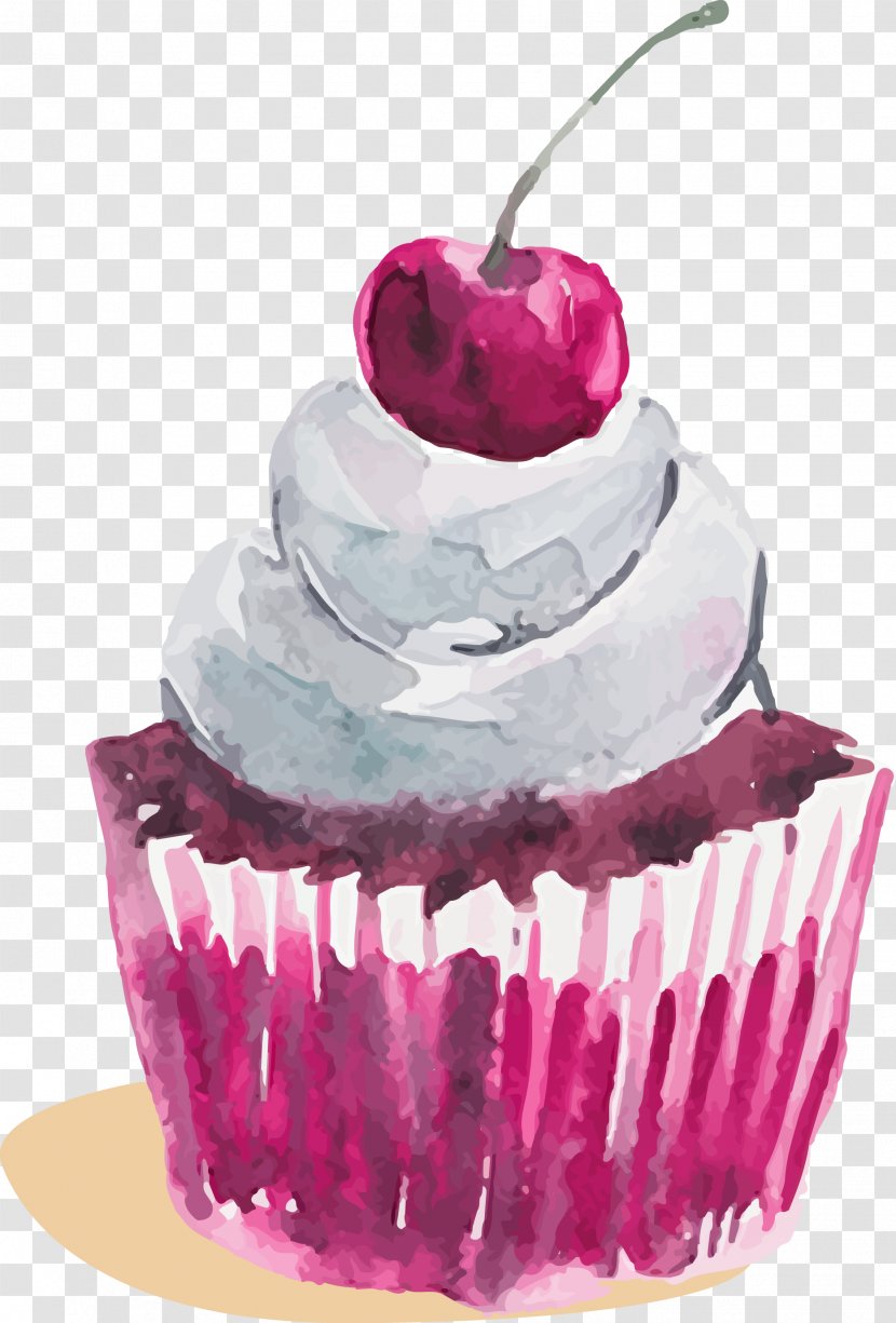Bakery Cupcake Icing Pastry - Pudding - Cherry Cake Dessert Transparent PNG