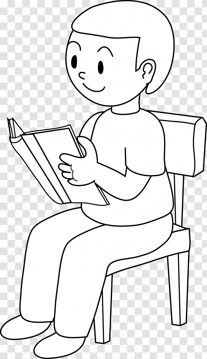 Sitting Chair Black And White Drawing Clip Art - Tree - Boy Cliparts Transparent PNG