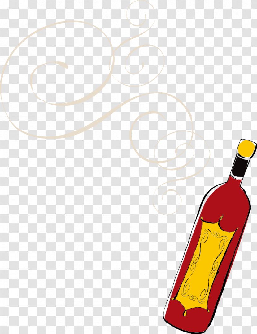 Red Wine Bottle Glass - Hand-painted Transparent PNG