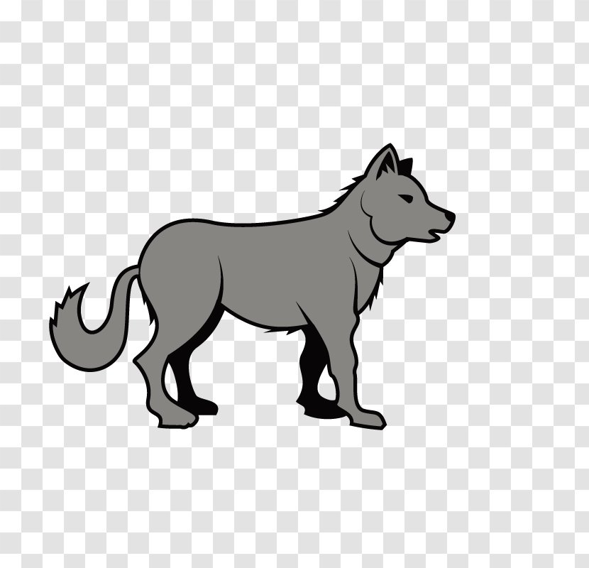 Gray Wolf Walking Pack Clip Art - Black Transparent PNG