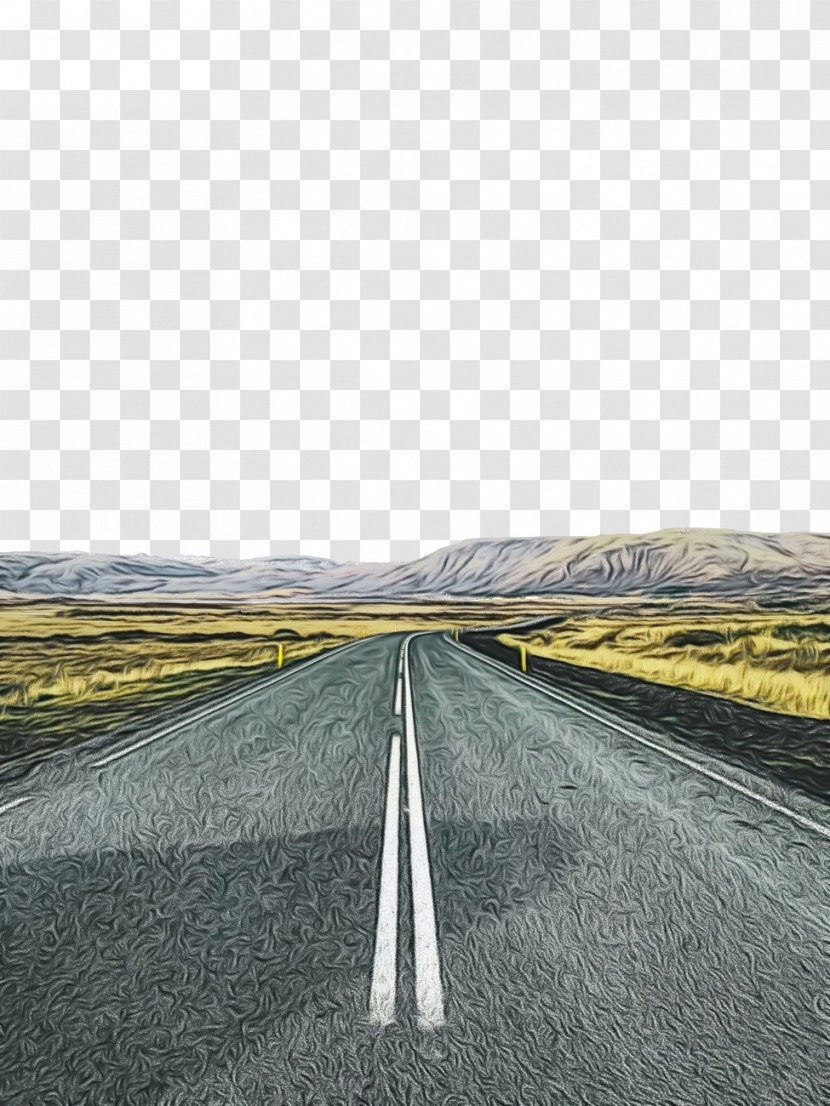 Road Asphalt Highway Line Horizon - Watercolor - Lane Infrastructure Transparent PNG