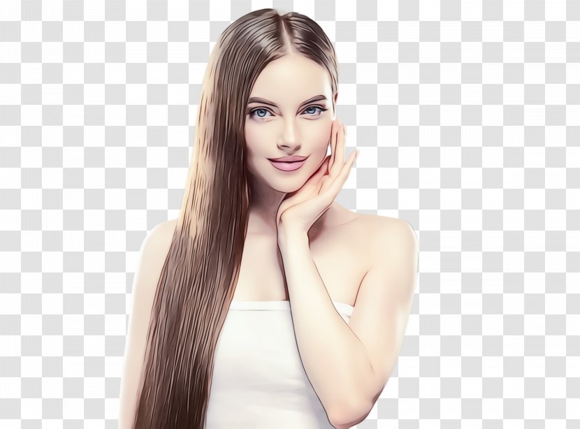 Hair Face Skin Blond Hairstyle - Watercolor - Coloring Long Transparent PNG